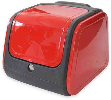 ZYJIX Motorrad-rücksitz-heckbox, Abschließbare Gepäck- Und Helmaufbewahrung, Topcase – Abschließbare Motorrad-Kofferraum-heckbox Mit Schloss(Color:Rot)