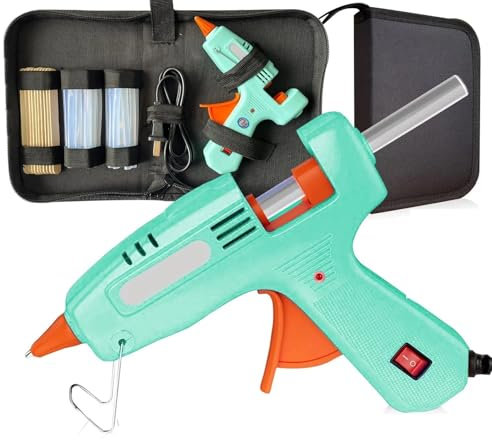 Pistolet à colle thermofusible pour bricolage, mini kit de pistolet à colle chaude avec étui de transport, 20 bâtons de colle/10 bâtons d'artisanat en bois, outil industriel ménager de bricolage