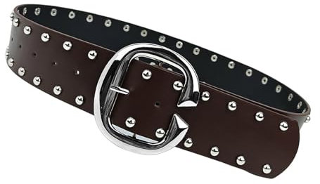 Sehuby Grommet Taillengürtel Punk Öse Charm Breite Kette für Cowboy Grunge Schnalle Modern Bund Taillenkette Nietengürtel