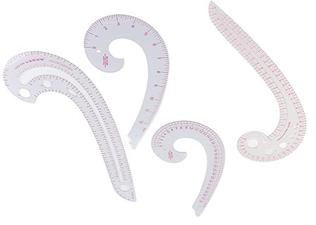 4Pcs French Curve Ruler, Sewing Ruler Plastic Sewing Tool Curve Shaped Metric Shaped Pattern Making Drawing Template for Designers