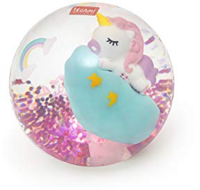 Legami - Leuchtender Hüpfball, Unicorn-Thema, Leuchtender Ball, leuchtet beim Hüpfen, Glitzerdetails, Batterien enthalten, Nicht austauschbar, Durchmesser 8,3 cm