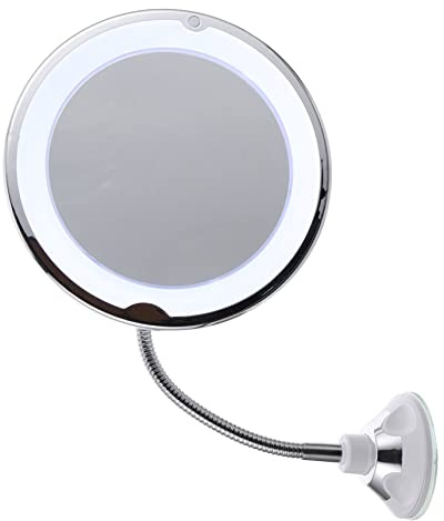 Ipetboom 360 Rotating LED Magnifying Makeup Mirror Suction Cup Vanity Mirror for Eye Makeup Bathroom Bedroom Travel Viewing Angle and Bright Light