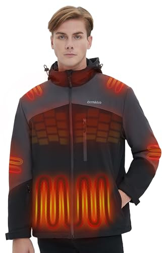 ORRNIKKO Heated Jacket for Men with Battery Pack 20000mAh - Waterproof Scratchproof Electric Jacket with Hood for Winter Outdoor Work, Hunting Activities, Gift Giving