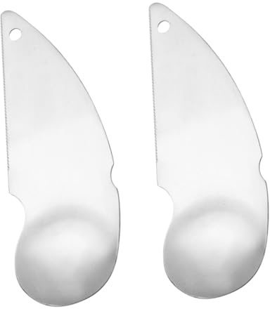 Mobestech 2piezas Cuchara Pelador Kiwi De Acero Inoxidable Cuchara Cortadora y Descorazonadora Para Frutas Mango Ergonómico Para Melón Aguacate y Herramienta De Cocina Fácil De Usar