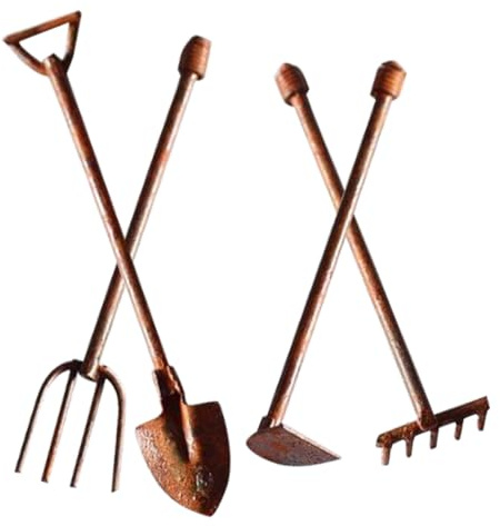 SUPVOX 4pezzi Mini Attrezzi Da Giardino in Metallo Decorazione Per Utensili in Miniatura Ornamento Per Micro Paesaggi Attrezzi in Miniatura Accessorio Per Giardino