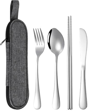 JINGLING Set de Couverts de Voyage - Kit de Vaisselle pour Pique-nique | Set de Coutellerie Imperméable pour École Dortoir Lieu de Travail Cuisine Camping Randonnée Plein Air Université Pique-Nique