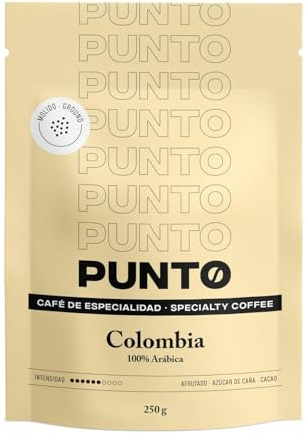 PUNTO - Café Colombia Molido - 250 g - Café de Especialidad - Tueste Medio - 100% Arábica - Notas Afrutadas, Azúcar de Caña y Cacao - Acidez Balanceada - Cuerpo Medio
