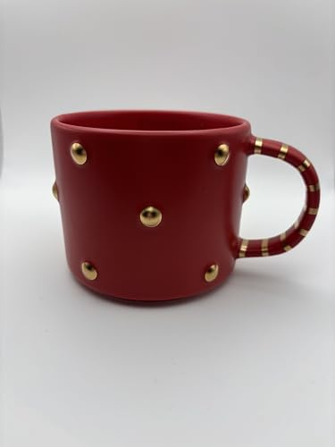 STARBUCKS Taza navideña de edición limitada de Navidad 2025 en rojo con puntos dorados, 355 ml