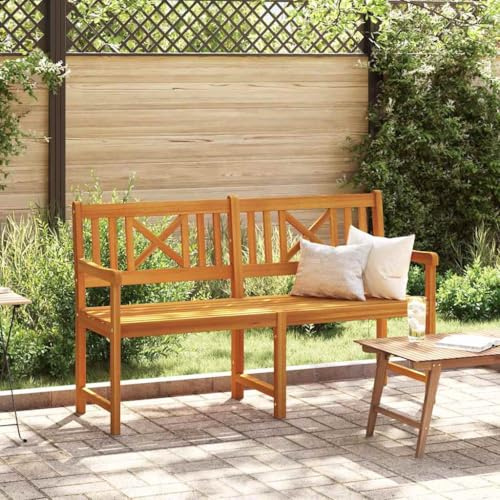Bucmath Gartenbank Braun, 150x56x90 cm, Massivholz Akazie, Langlebige Outdoor Sitzbank für Garten und Terrasse