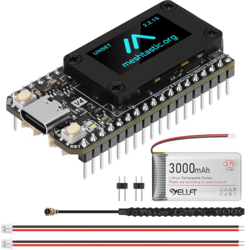 YELUFT 1 scheda di sviluppo pre-saldata ESP32 LoRa V4 con batteria da 3000 mAh, Wi-Fi integrato Bluetooth SX1262 868 MHz LoRa, display OLED da 0,96 pollici, interfaccia USB C per tastiera mesh