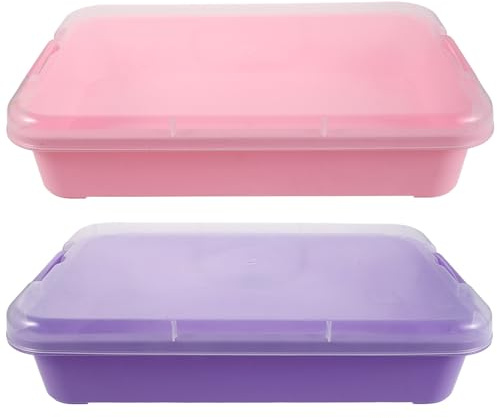 Gatuida 2er-Set tragbare Sinnesbox, Sandkasten mit Deckel, Kunststoff-Sandkasten, große Weihnachtsschale zum Befüllen mit Sand, Wasser oder Perlen für Kinder, 34,5 x 22 x 7,5 cm