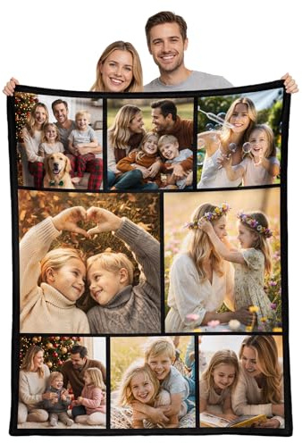 CWYW Personalisierte Decke mit Foto, Personalisierte Decken, Personalisierte Kuscheldecke mit Foto, Personalisierte Geschenk für Mama, Papa, Paar, Freundin, Freund