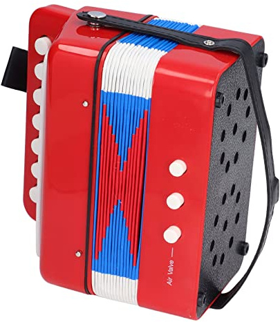 aqxreight Akkordeon-Spielzeug, 7 Tasten, Pädagogisches Kleines Akkordeon-Musikinstrument für mit Wasserdichtem und Langem Balg aus Kunststoff. Das Ist aus Robustem ABS-Material