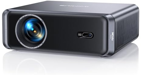 Smart Beamer kompatibel mit Netflix-App & Dolby, Autofokus/Trapezkorrektur 1000 ANSI Beamer 4K Heimkino Unterstützt, WiFi6 Bluetooth Full HD 1080P Mini Projektor 4K für unterwegs/Outdoor