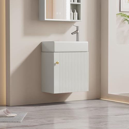XTPJXNC Waschbecken mit Waschtischunterschrank wandhängend 46 cm