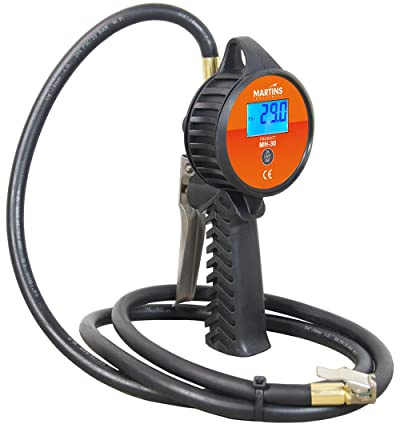 Martins Tire Inflator Deflator with 6 ft Rubber Hose – Compact Tire Inflator for Automotive, Cars, Motorbikes, Bicycle, Trucks – 174 PSI with LED Display Monitor (Digital Handheld)