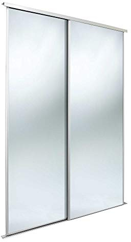 SpacePro Porte scorrevoli per Armadio, Specchio con Cornice Bianca, 226cm x 149.9cm