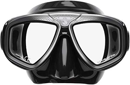 SCUBAPRO Zoom Scuba Mask with Ultra Clear Dual Lens and Lens-Change System for Optical Lenses for Diving, Full Black
