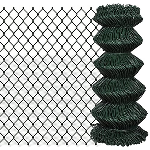 vidaXL Chain Link Fence Panel 0.8x15m - Green PVC Coated Steel for Garden, Patio Fencing & Barrier - Weatherproof, UV Resistant Wire Mesh