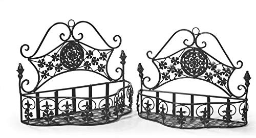 Moritz Wandkörbe Pflanzkörbe 2er Set Metall antik – Hängekorb Landhaus | Zwei Eisenkörbe im Shabby-Stil, als Übertopf oder Ablage für Kräuter, Post und Deko an der Wand, in großer und kleiner Größe