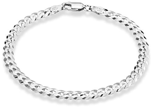 Miabella 925 Sterling Silver Italian 5mm Solid Diamond-Cut Cuban Link Curb Chain Bracelet for Men Women, Made in Italy (8.00 Inch)