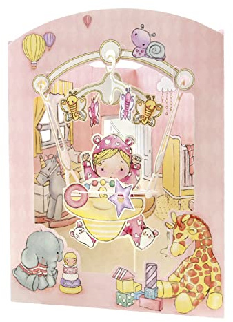 Santoro Swing-Karte, 3D Pop Up Grußkarte – Baby Mädchen – für Kinder, Mädchen, Geburtstag