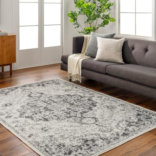 Livabliss Asmara Alfombra Vintage - Alfombra Salon Grande, Habitacion, Cocina - Alfombras 120x170cm, Estilo Boho y Oriental Multicolor Gris, Negro y Blanco