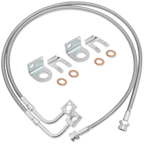 89707 Lignes de frein avant en acier inoxydable étendues pour levage de 10,2 à 15,2 cm, convient pour Jeep Wrangler JK 4WD 2007-2018, également pour Jeep Wrangler Unlimited JK 2007-2018 4WD/2WD