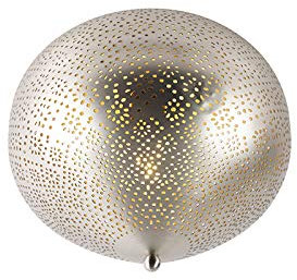 Qazqa - Orientalisch Orientalische Deckenleuchte I Deckenlampe I Lampe I Leuchte Stahl I Silber I nickel matt mit Lichteffekt - Sinbad I Wohnzimmer I Schlafzimmer - Stahl Rund - LED geeignet E27