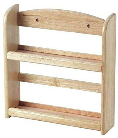 EliteKoopers 2-Tier Wooden Spice Rack Herbs Jars Holder Stand For Kitchen Storage Organizer