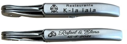Regalo Grabado - Personalised Stainless Steel Corkscrew | Engraved with Text or Logo for Weddings and Events | Ideal for Souvenirs, Birthdays, Christenings, Matte Stainless | Units (40)