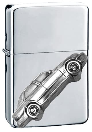 Classic Swedish Car 9.5 4-Türer Limousine ref230 Zinn Effekt Design auf einem Flip Top Benzinfeuerzeug, winddicht, Silber nachfüllbar