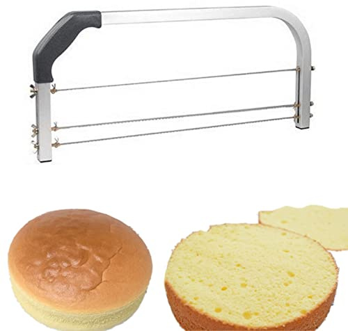 Bibabala Cake Leveler,304 Stainless Steel 3 Blades Adjustable Layer Cake Cutter,DIY Cake Slicer Kitchen Baking Tools Accessories,Household Cake Tools Baking and Pastry Tools,for Cake Making(Silver)