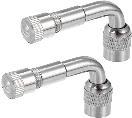 X AUTOHAUX 2Pcs Copper Nickel Plated Tyre Valve Extension Adaptor 90 Degrees