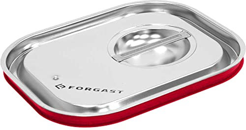 Forgast Edelstahl Deckel mit Silikondichtung | GN 1/4 | 26.5x16.2 cm | für GN Behälter, Rostfreier Gastronormbehälter | Spülmaschinengeeignet