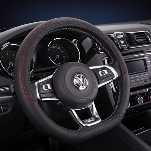 D-förmiger Lenkradbezug, Leder und Kohlefaser, rutschfest, Flache Unterseite, passend für 36,8-39,2 cm D-Lenkrad mit Flacher Unterseite