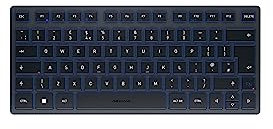 CHERRY KW 7100 MINI BT, Compact Multi-Device keyboard with 3 Bluetooth Channels, UK Layout (QWERTY), Flat Design, incl. Transport Pouch, Slate Blue