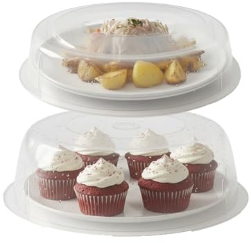 UR CHOICE Large Round Cake Box with 2 Lids | 11-Inch Container Holder with Locking Handle | Food Storage Takeaway for Cakes, Desserts, Pies