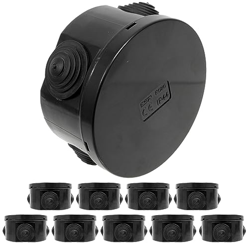 A1 ELECTRICS A1ELECTRICS.COM - Lot de 10 boîtes de jonction d'extérieur résistantes aux intempéries - Rond - Noir - IP44 - 80 x 40 mm