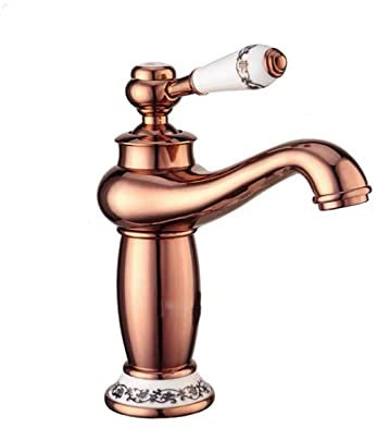 ZYCDP Mischbatterie Waschbecken Vintage Badarmatur Einhebel Mischbatterie Waschtischarmatur Retro Badarmatur Heiß Und Kalt, RoséGold, Kurz