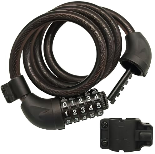 RYANGO Bike Lock, 4 Feet Bicycle Lock, Heavy Duty Anti Theft 5 Digit Combination Lock, Bike Cable Lock with Mounting Bracket, Bicycle Cable Lock for Road Bike Mountain Bike Scooter