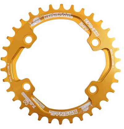 DJC Bike Kettenblatt Asymmetrisch 96BCD Rund/Oval für XT SLX M6000 / M7000 / M8000 / M9000 MTB 7/8/9/10/11/12 Gang schmal breit 30T/32T/34T/36T/38T Zähne (3# Round Golden, 32T)
