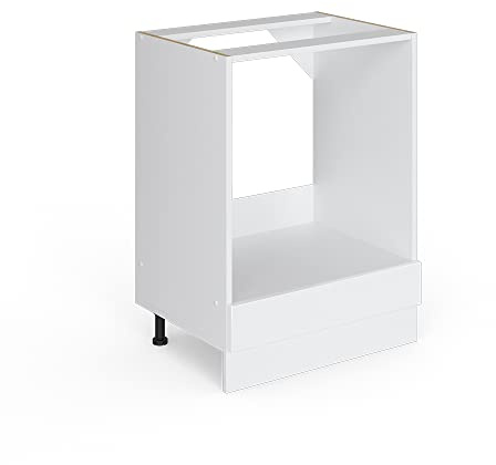 Vicco Unterschrank R-Line, Weiß Hochglanz, 60 cm | mit Großnische, ohne Arbeitsplatte, zur Aufbewahrung von Reinigungsgeräten und Haushaltsutensilien