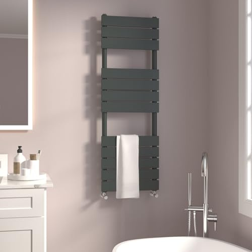GY Bath Radiatore da bagno antracite 1200 x 450 mm a schermo piatto portasciugamani design moderno riscaldamento centralizzato Rads