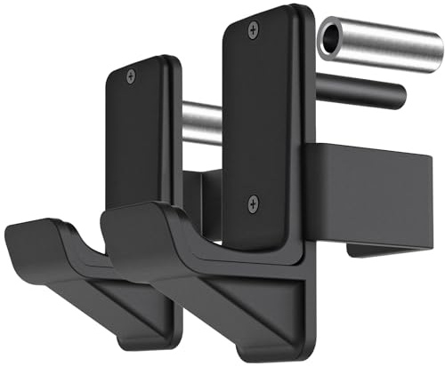 Kipika J-Hooks for 2 x 2 Power Rack with 5/8 or 1 Hole, Bottom Reinforced Steel Hooks with Rubber Pads, Heavy Duty Power Rack Attachments, Squat Rack Accessories for Strength Training, Set of 2
