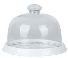 WYRMB Household Utility Ceramic Cake Box, Porcelain Serving Platter and Glass Cover Kitchen Cheese Cracker Domed Cake Stands Chip &Amp; Dip Server 6/8/10 Inches, , 16 * 16 * 11CM, 16 * 16 * 11CM