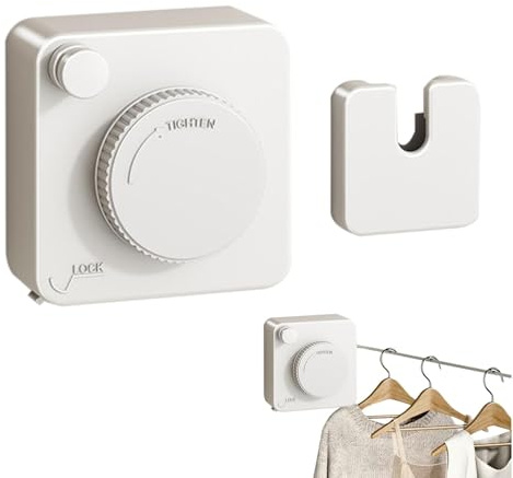 Cuerda de lino retráctil, cuerda de lavandería retráctil, cuerda de lino de pared retráctil para secado, líneas de secado sin taladro para baños, hoteles, patios