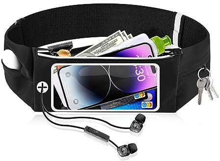 Razobws Laufgürtel Handy, Handytasche Joggen mit Verstellbarem Gummiband Running Belt für Laufen Sport Fitness Laufgurt Joggen für Handy unter iPhone Samsung mit 6,8 Zoll Touchscree