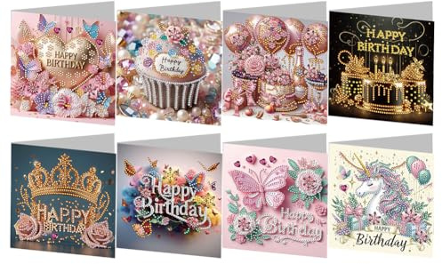 AMZLORD 5D DIY Diamond Art Kits Grußkarten Diamant Painting Weihnachten Karten Weihnachtskarten Set mit Umschlag Strass Handwerk Grußkarte for Geburtstag, Christmas