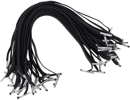 SMTCM 20 Stück Elastische Stachelschnur 40cm Gummiband Schlaufe mit Metall Widerhaken Gummiseil zum basteln Stretch runde Schnur Loop Band Cord Maskenband Ersatz Kordelzug für Hoodie Hut Buchbinden